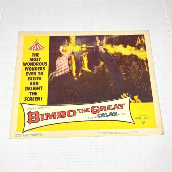 Set of 3 Bimbo the GREAT 1961 Warner Bros Lobby Card Movie Circus Claus Holm - Picture 3 of 12